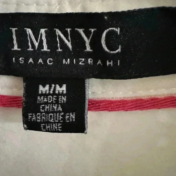 Isaac mizrahi women’s button up white eyelet top w/ tie 3/4 sleeve size medium - Picture 2 of 7